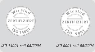 ISO 14001, 9001 zertifiziert
